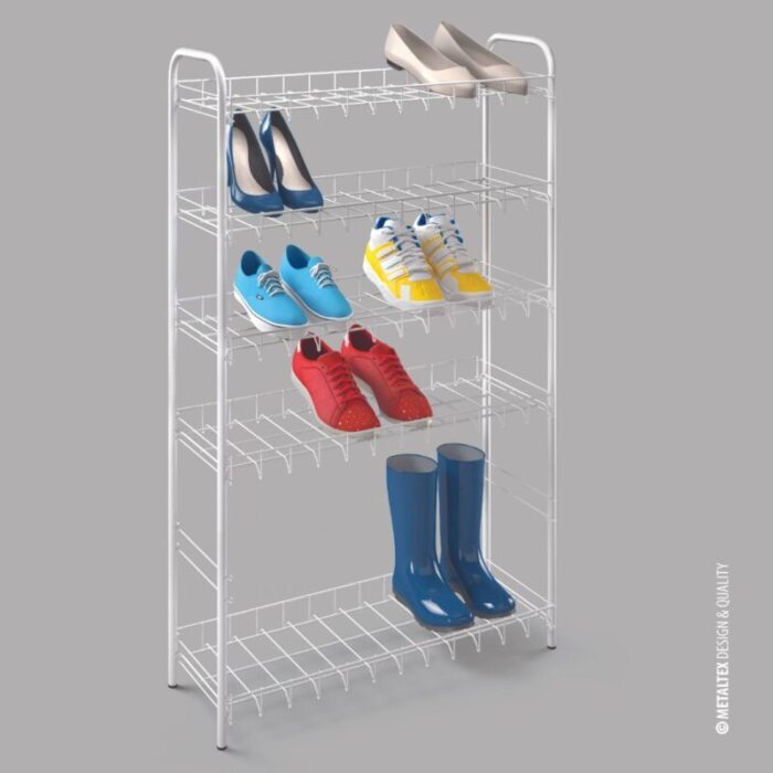 MetaltexShoeRack 6TierShoeStandOrganiserSgWhiteremovableshelves