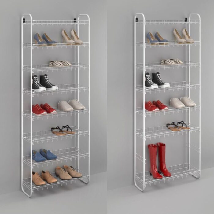 MetaltexShoeRack 8TierShoeStandOrganiserSgWhiteshelvesremovable