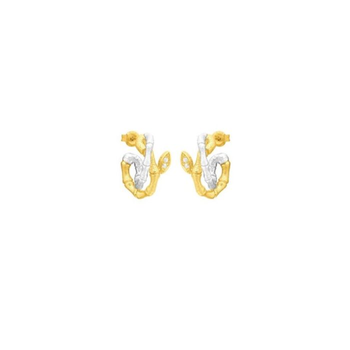 bamboo twist pierced earrings with white sapphires 240918033035