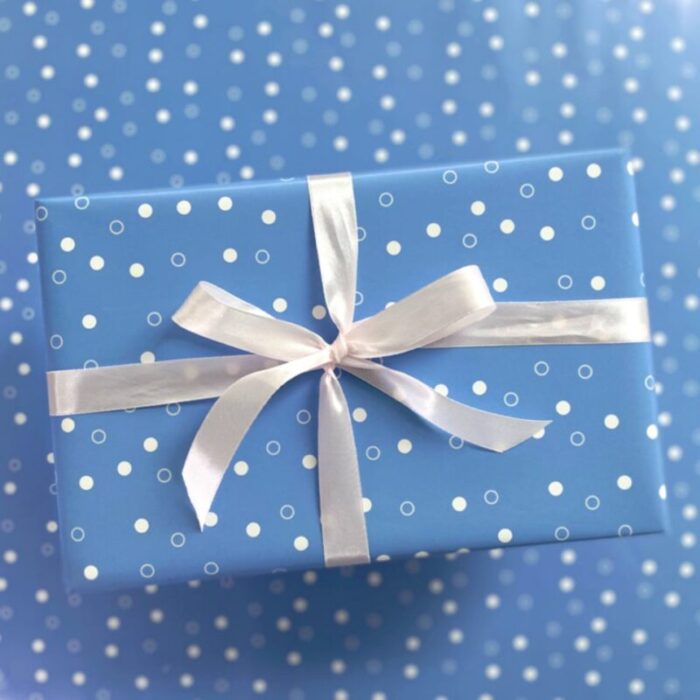 gift wrapping paper roll 3 sheets ocean blue dots 231124025213