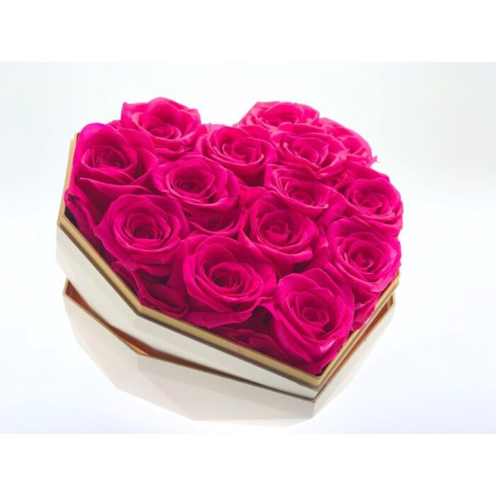 preserved real rose bright pink w white box 220127042104