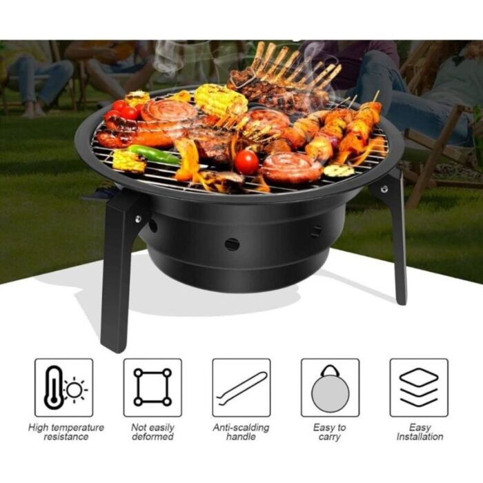 thehomeshoppeportablefoldandgrillcharcoalsmallbbqpitwithbagsaletabletopsg 12