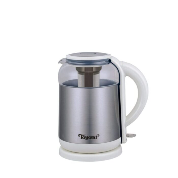 toyomi wk3362 18l electric glass kettle with stainless steel tea infuser white 240731091613